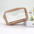 Amazon Top Rated Waterproof Clear PVC Gift Bag PU Leather Rose Gold Satin Cosmetic Bag